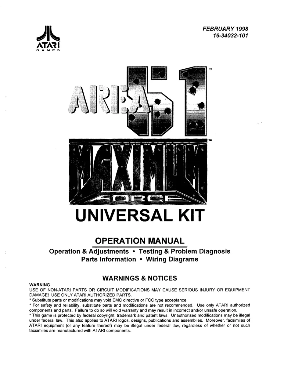 area 51 maximum force universal feb 1988 conversion kit instructions|atari|games|.webp