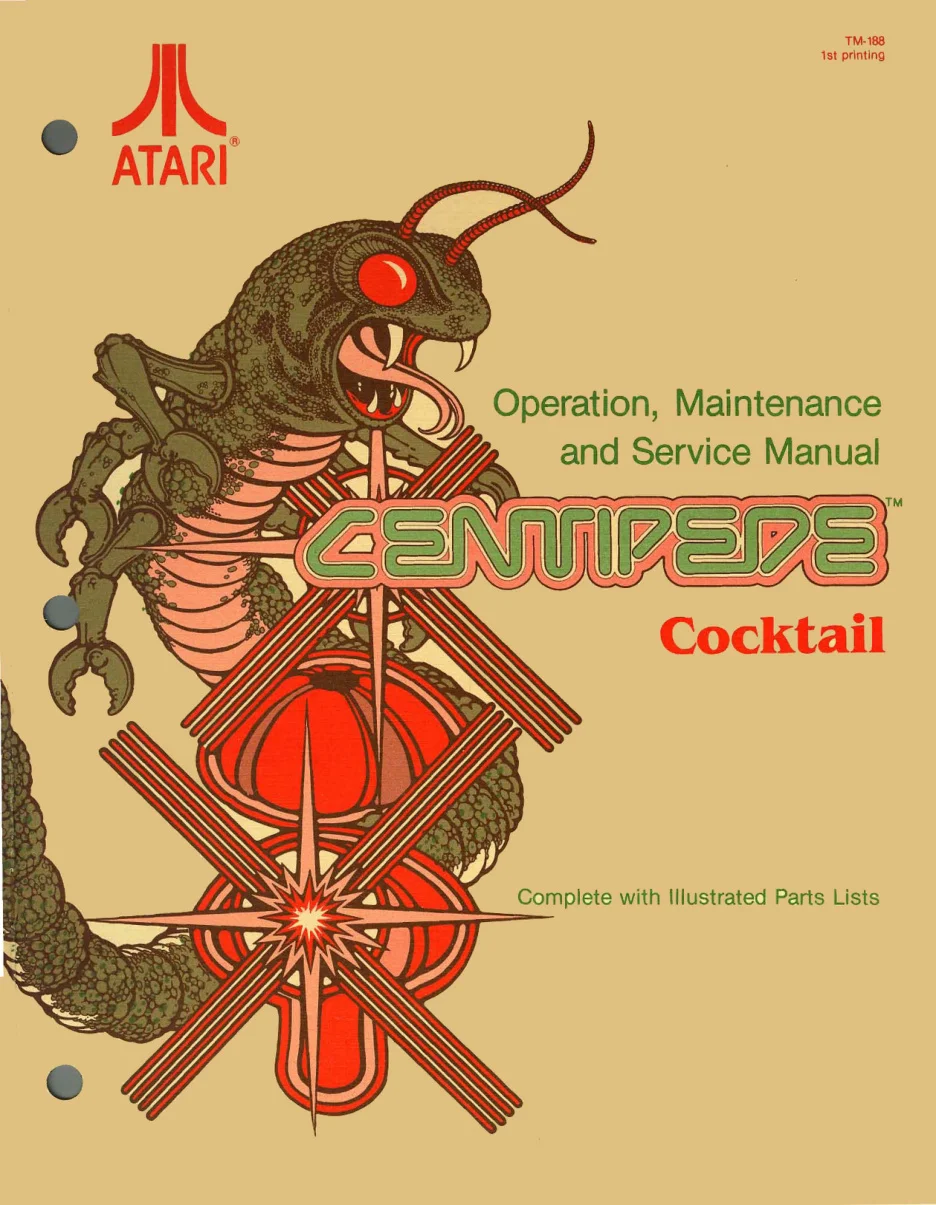 centipede cocktail tm-188 manual|atari|cabinets|1st printing.webp