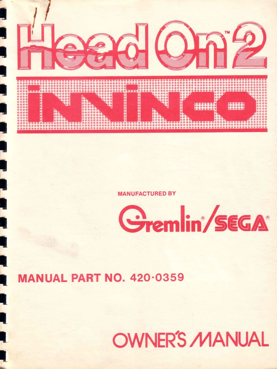 head on 2invinco manual|sega|games|.webp