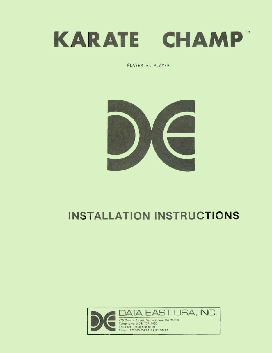 karate champ installation instruction manual|data-east|games|.webp