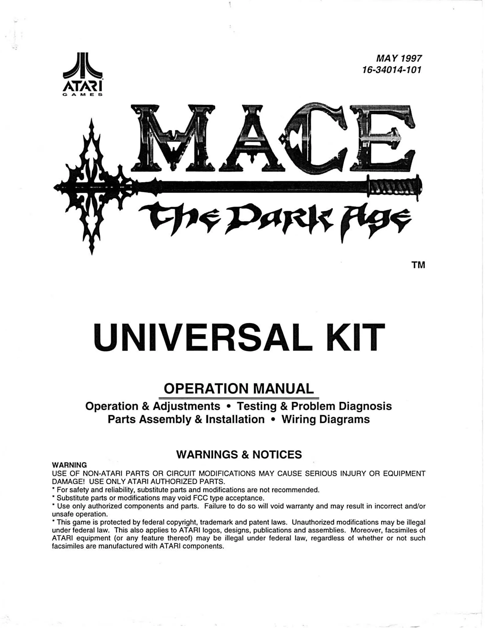 mace the dark age universal 1997 may operation manual|atari|games|2nd printing.webp