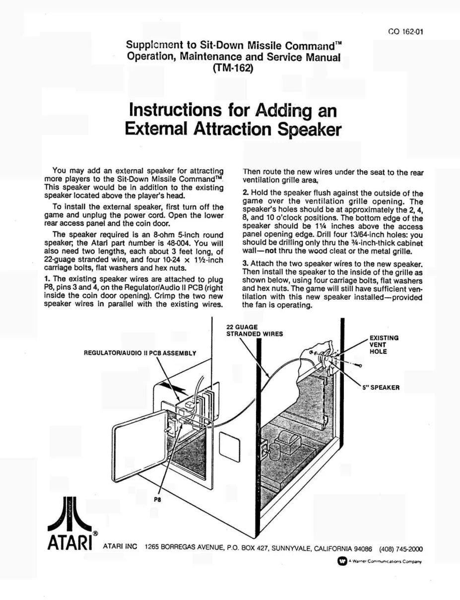 missile command sitdown co-162-01 external attraction speaker manual|atari|games|.webp
