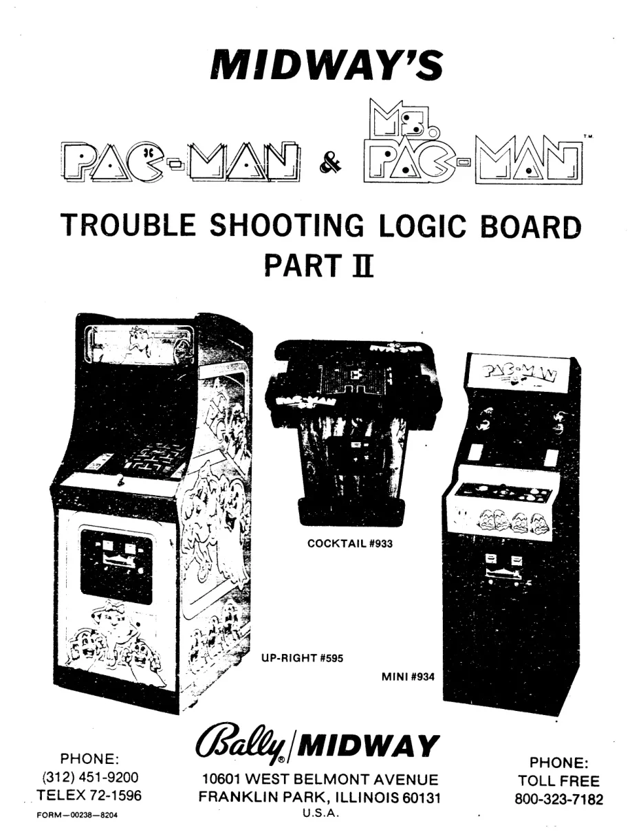 ms pac-man trouble shooting logic board part ii manual|bally-midway|games|.webp