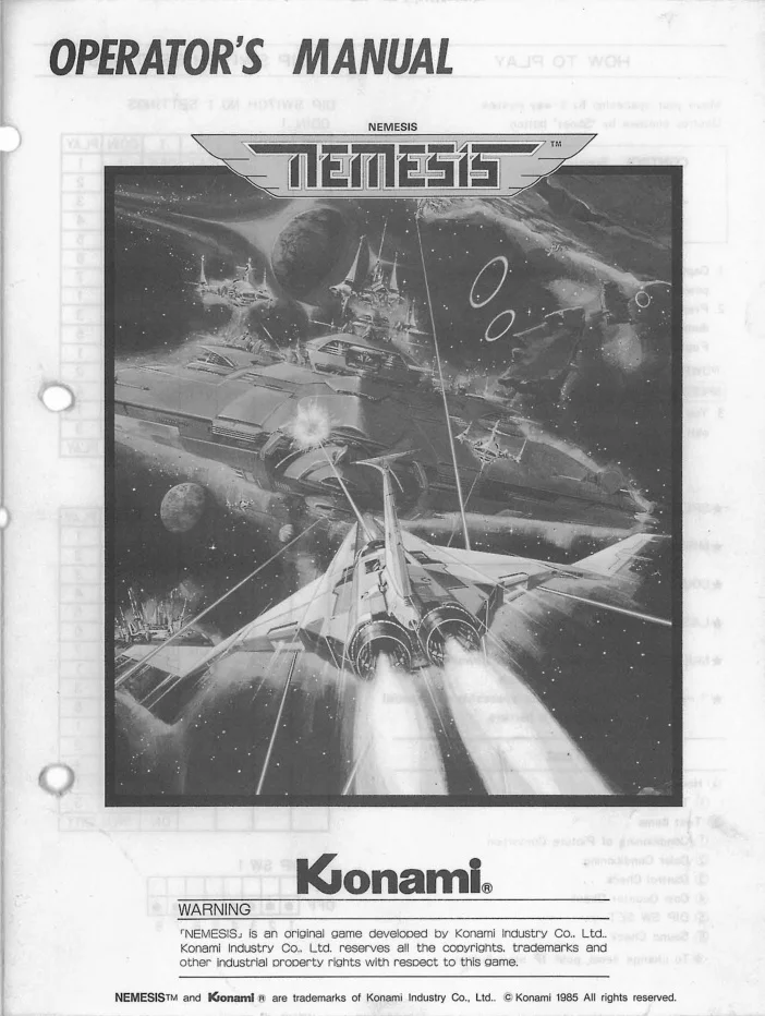 nemesis operation manual|konami|games|.webp