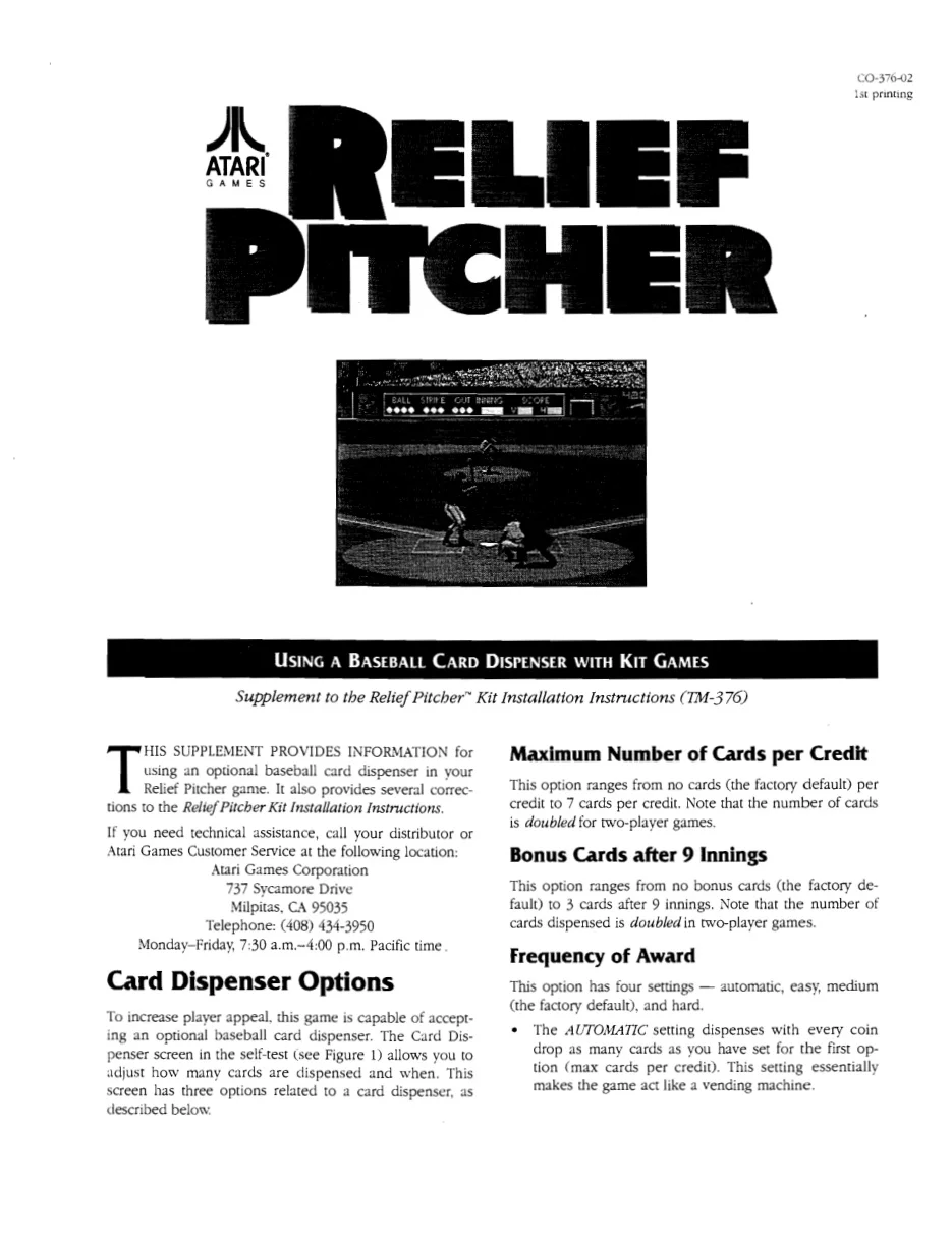 relief pitcher co-376-02 manual|atari|games|1st printing.webp