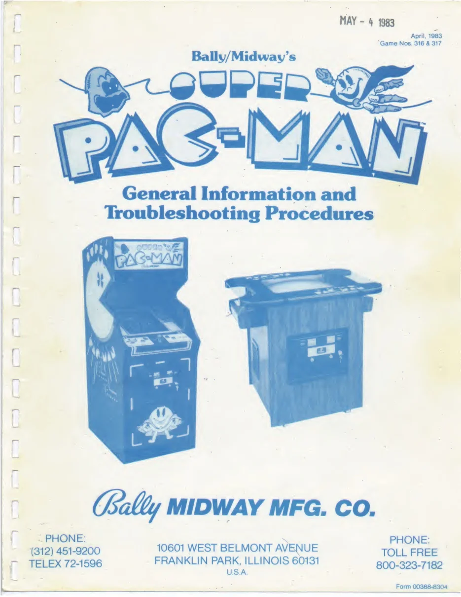 super pac-man general information troubleshooting procedures manual|bally-midway|games|.webp